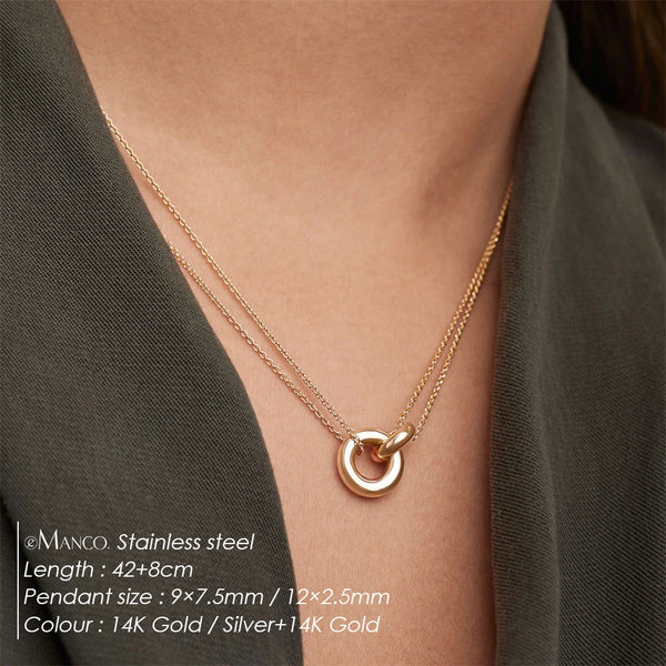 Stainless Steel Smooth Circle Double Chain Necklace - 3 Options