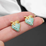 Stainless Steel Gold Colour Strawberry Stud Earrings - 3 Colours