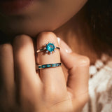 925 Sterling Silver Paraiba Zirconia Ring - 2 Designs