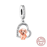 925 Silver Love You Forever Dog Hanging Charm - 33 Options