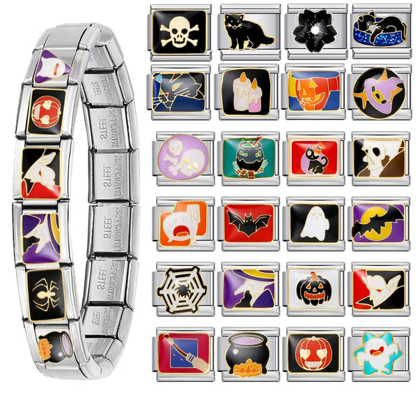 Stainless Steel Halloween Themed Italian Charm - 30 Options