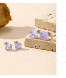 925 Sterling Silver Rose Cut Cubic Zirconia Stud Earrings - 10 Colours