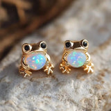 Fashion Inlaid Opal Frog/Penguin Stud Earrings - 4 Options