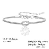 Stainless Steel Daisy Knot Double Layer Snake Chain Bracelet - 2 Options