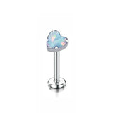 Titanium Heart Opal Body Piercing Stud - 4 Colours - 7 Sizes