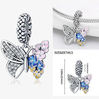 Half Zircon Half Colourful Butterfly Charm