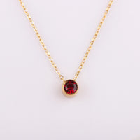 Stainless Steel Round Birthstone Pendant Necklace - 2 Colours - 12 Options