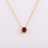 Stainless Steel Round Birthstone Pendant Necklace - 2 Colours - 12 Options