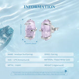 Fashion/925 Sterling Silver Amethyst Raw Crystal Stud Earrings