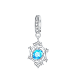 925 Sterling Silver Star Zodiac Sign CZ Hanging Charm - 12 Options