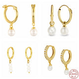 925 Sterling Silver CZ Pearl Earrings - 5 Options