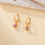 Stainless Steel Birthstone Hoop Earrings - 2 Colours - 12 Options