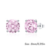 925 Sterling Silver Rose Cut Cubic Zirconia Stud Earrings - 10 Colours