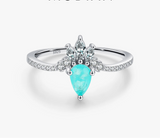 925 Sterling Silver Crown Paraiba Tourmaline Ring