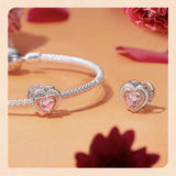 925 Sterling Silver Rose Gold Accent Love Heart Bead Charm