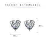 925 Sterling Silver Heart Coloured CZ 10*10mm Stud Earrings - 12 Options