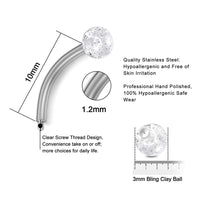 2pcs 16G Surgical Steel Curved Barbell Body Jewellery - 14 Options - 3 Sizes