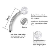 2pcs 16G Surgical Steel Curved Barbell Body Jewellery - 14 Options - 3 Sizes