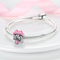 925 Sterling Silver Pink Candy Skull Charm