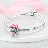 925 Sterling Silver Pink Candy Skull Charm