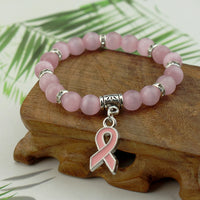 Fashion Natural Stone Pink Ribbon Bracelet - 6 Options