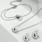 Stainless Steel Roman Numerals Necklace/Bracelet/Earrings Set - 2 Colours