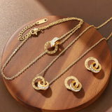 Stainless Steel Roman Numerals Necklace/Bracelet/Earrings Set - 2 Colours