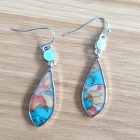 925 Sterling Silver Retro Multicoloured Drop Earrings - 2 Options