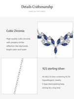 925 Sterling Silver Blue Leaf Pendant Necklace