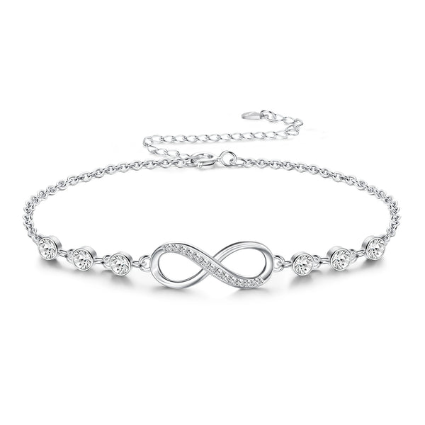 925 Sterling Silver Infinity Solitaire Bracelet