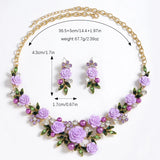 Fashion 2pc Floral Necklace and Earrings Set - 6 Colours