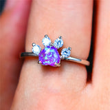 Fashion Created Opal/CZ Paw Ring - 3 Colours