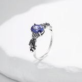 925 Sterling Silver Vintage Style CZ Tanzanite Colour Ring