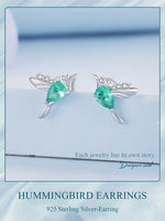 925 Sterling Silver CZ Bird Stud Earrings