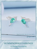 925 Sterling Silver CZ Bird Stud Earrings