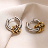 Stainless Steel Three Ring Huggy Hoop Earrings - 2 Options
