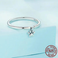 925 Sterling Silver Hanging Pet Paw Ring