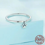 925 Sterling Silver Hanging Pet Paw Ring