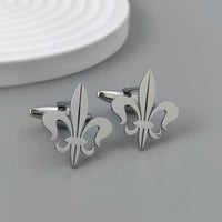 Stainless Steel Fleur De Lys Baroque Cufflinks or Tie Pin - 3 Colours