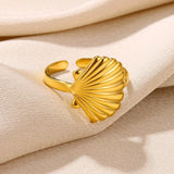 Stainless Steel Sea Themed Gold Coloured Adjustable Ring - 30 Options