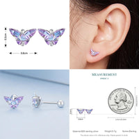 925 Sterling Silver Blues/Purples Butterfly Stud Earrings