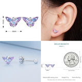 925 Sterling Silver Blues/Purples Butterfly Stud Earrings