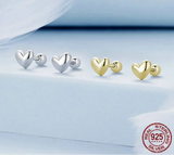 925 Sterling Silver Mini Heart Stud Earrings - 2 Colours