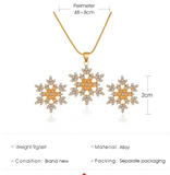 Gold Colour 3 Pcs Snowflake Necklace & Earrings Set