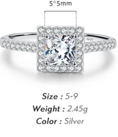 925 Sterling Silver Square Geometric CZ Ring