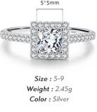 925 Sterling Silver Square Geometric CZ Ring