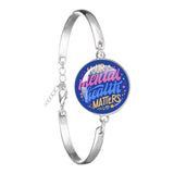 Glass 18mm Mental Health /Positivity Bracelet - 32 Options