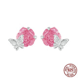 925 Sterling Silver Colour Changing Rose Stud Earrings