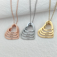Stainless Steel Customized Heart Shape Necklace - 3 Colours - Up to 5 Names