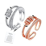 Fashion Crystal Fidget Open Ring - 3 Colours